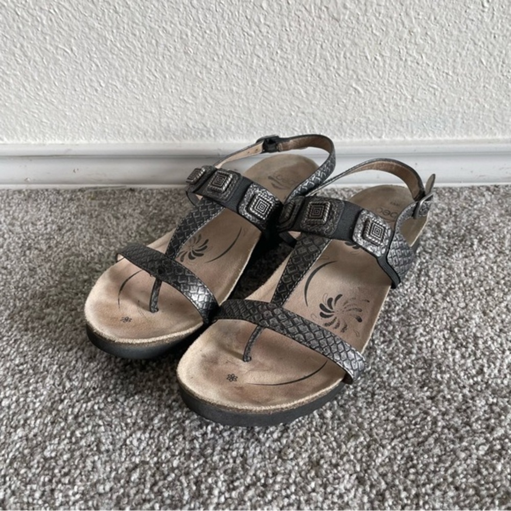 Abeo Gladiator Sandals Womens 9 Slingback  Comfort Strappy Suede Footbed 3994